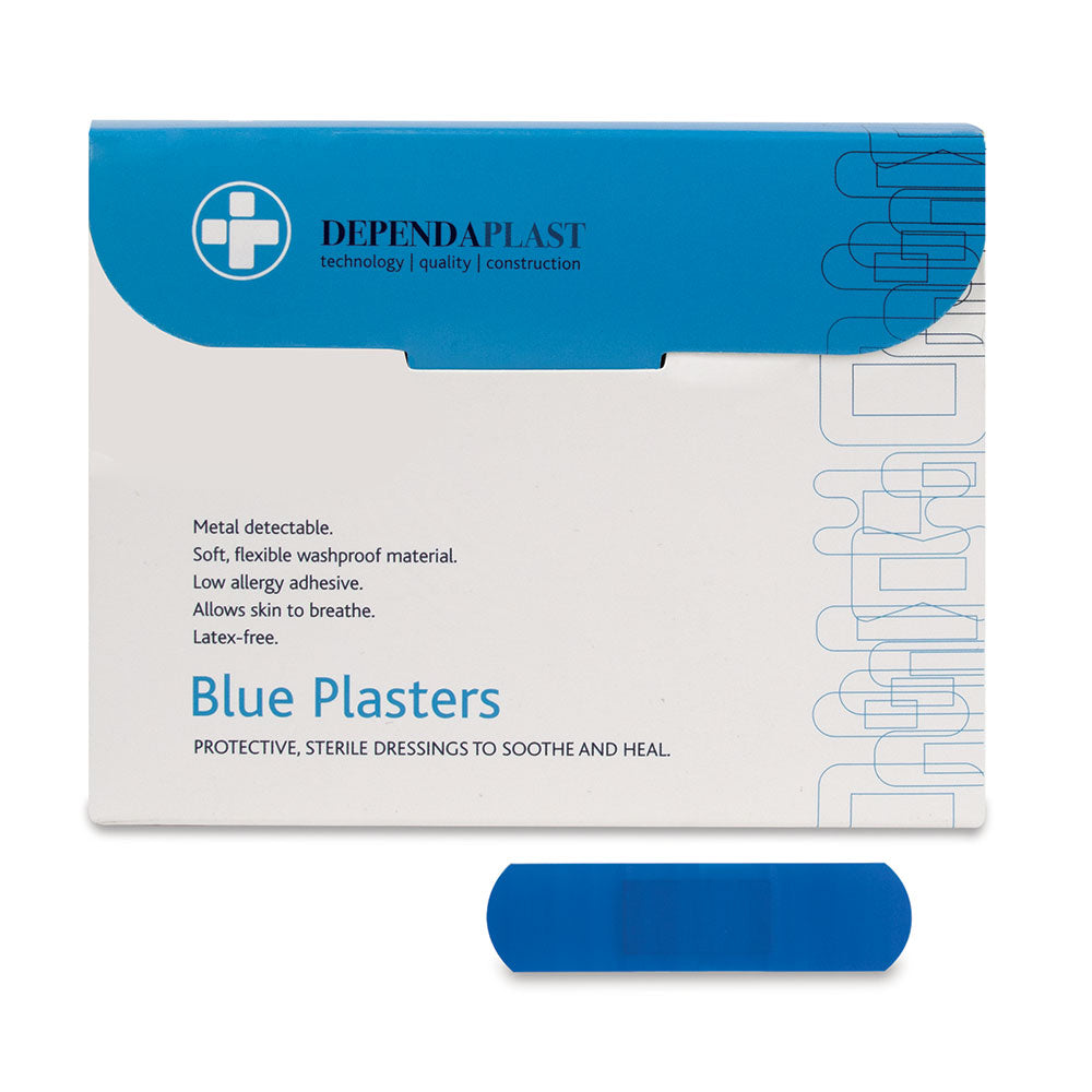 Dependaplast Blue Food Area Plasters 7cm x 2cm Box of 100