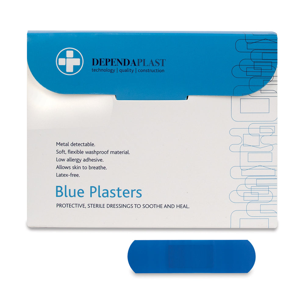 Dependaplast Blue Food Area Plasters 7.5cm x 2.5cm Box of 100