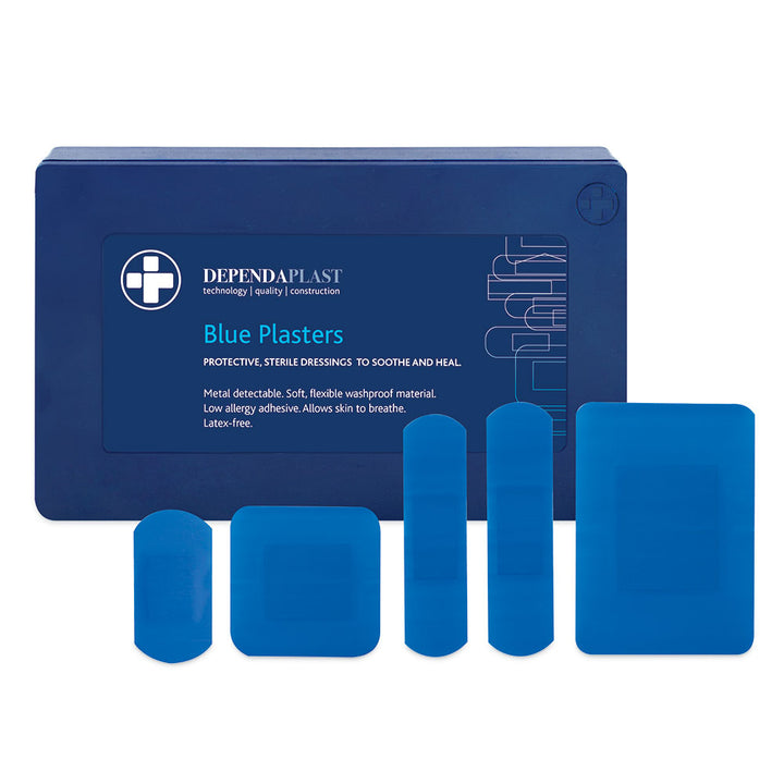 Dependaplast Blue Food Area Plasters Assorted in Dispenser Box of 120